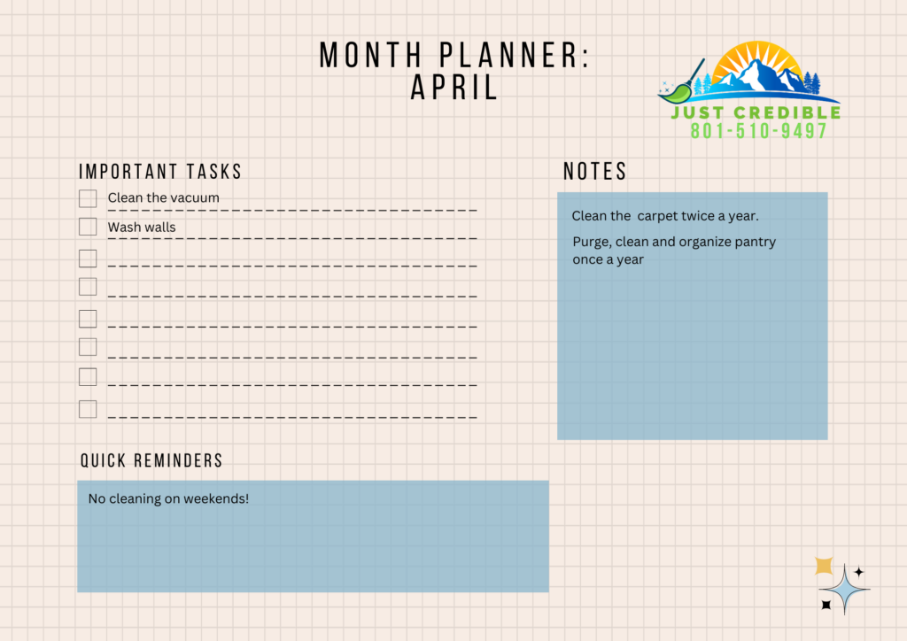 Monthly planner April